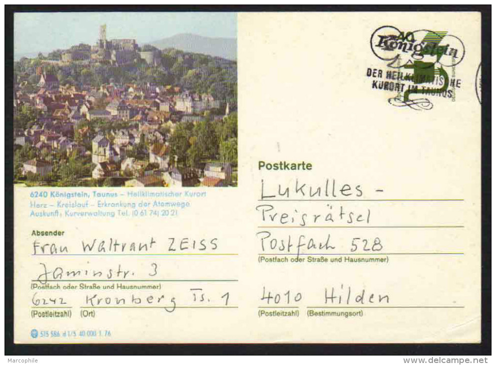 6240 - KÖNIGSTEIN - BRD - TAUNUS / 1976  GANZSACHE - BILDPOSTKARTE (ref E351) - Geïllustreerde Postkaarten - Gebruikt