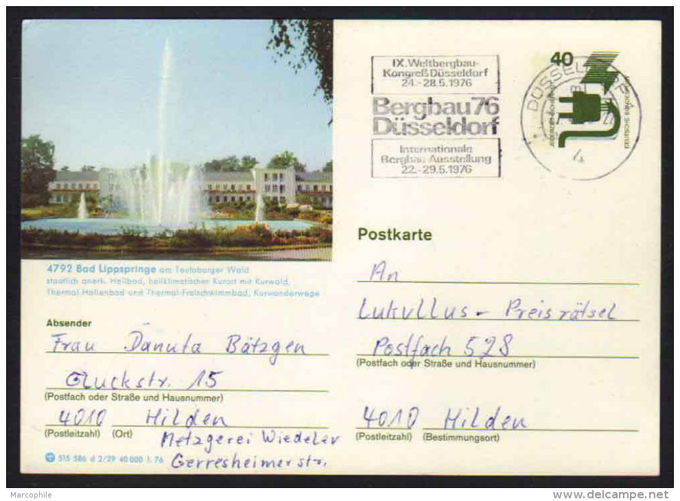 4792 - BAD LIPPSPRINGE  - BRD - TEUTENBURGER WALD / 1976  GANZSACHE - BILDPOSTKARTE (ref E344) - Cartes Postales Illustrées - Oblitérées