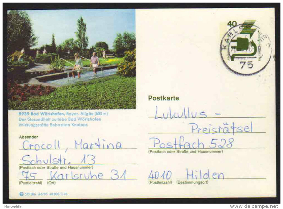 8939 - BAD WÖRISHOFEN  - BRD - BAYERN / 1976  GANZSACHE - BILDPOSTKARTE (ref E342) - Cartes Postales Illustrées - Oblitérées