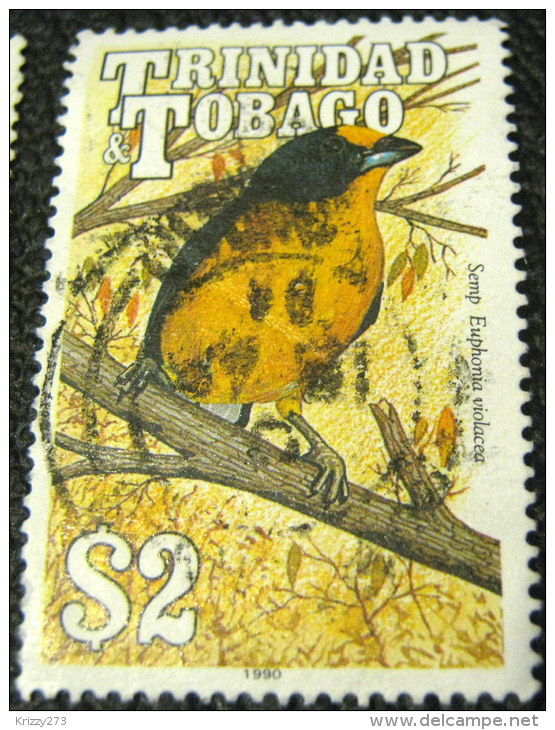 Trinidad And Tobago 1990 Semp Euphonia Violacea Bird $2 - Used - Trindad & Tobago (1962-...)