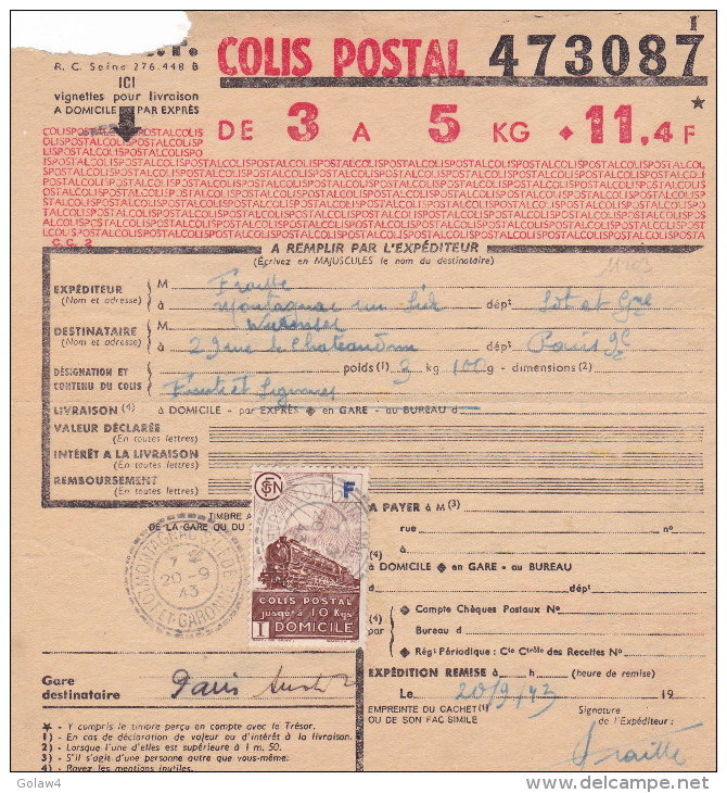 11204# COLIS POSTAUX N° 200 Obl LA SAUVETAT SUR LEDE 1943 OEUFS 3 KG LOT ET GARONNE - Lettres & Documents