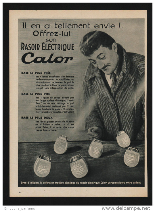 Pub 1954 Rasoir Electrique CALOR Lyon Monplaisir - Publicités