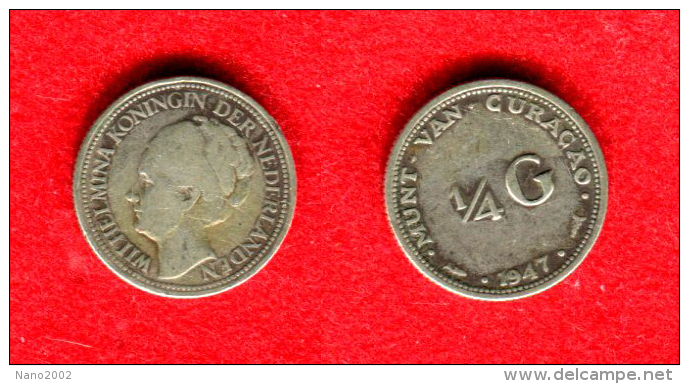 PAYS-BAS - NEDERLAND - NETHERLAND  - CURACAO 1/4 GULDEN  1947 - Curaçao