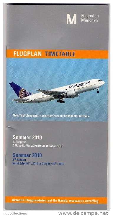 # MUNCHEN AIRPORT TIMETABLE SUMMER 2010 Leaflet Aviation Flight Air  Horaire Flugplan Orario Indicateur Calendario - Horaires