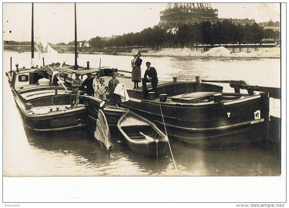 PARIS --Carte Photo --Beau Plan De Mariniers  Port Debilly Entre Pont Iena  Et Pont  Bir-Hakem (Tour Eiffel ) - Autres & Non Classés