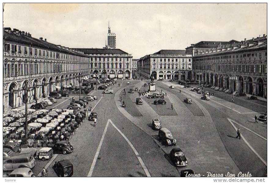 TORINO 1952 - PIAZZA SAN CARLO - ANIMATA - AUTO - C698 - Orte & Plätze