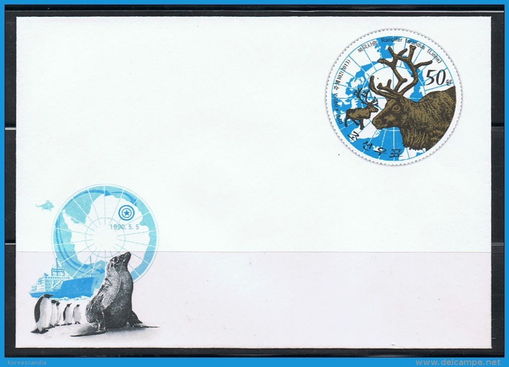 NORTH KOREA 2013 ARCTIC & ANTARCTIC ANIMALS STATIONERY MINT - Preserve The Polar Regions And Glaciers