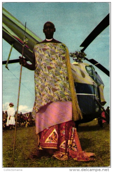 CONGO BELGE 20 postcards Voyage of Belgian King in Congo c1955 advertising : Chocolate COTE d'Or etnic  warriors VG