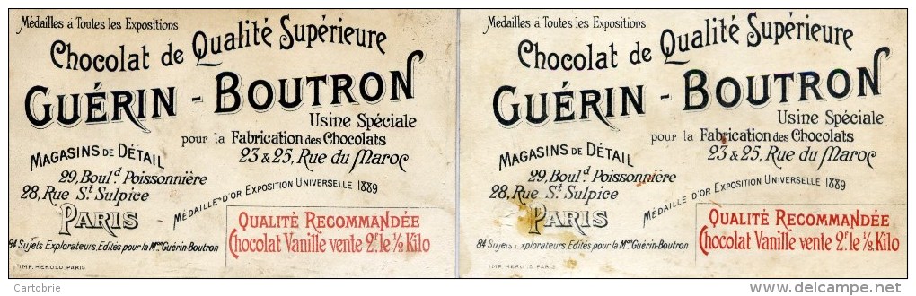 2 Chromos -Chocolat GUERIN-BOUTRON Cap.MENARD Explorateur-NINDEMAAN Pôle Nord - Guérin-Boutron
