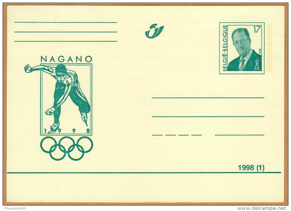 Carte Entier Postal Belge Jeux Olympiqus Nagano 1998 - Olympic Games