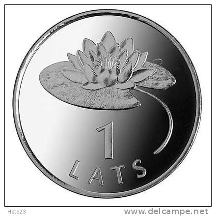 Latvia-1 Lats- Waterlily - Water  Rose  2008 Y -  UNC - Lettonie