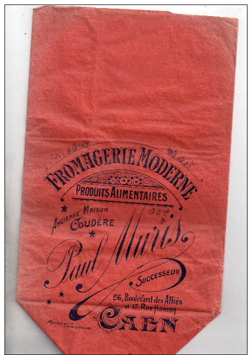 Caen  14  , Petit Sachet Publicitaire " Fromagerie Moderne " Paul Muris Bd Des Allies A Caen - Autres & Non Classés