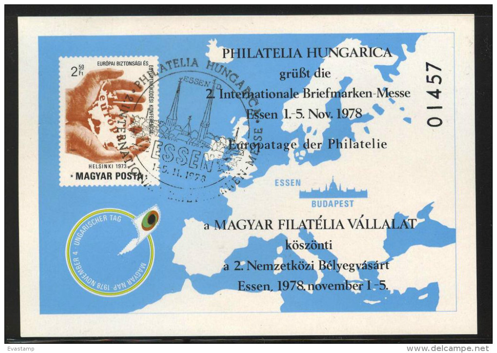 HUNGARY-1978.Commemorative Sheet - ESSEN, Intl.Philatelic Messe / Cancellation: Essen  FDC!! - Commemorative Sheets