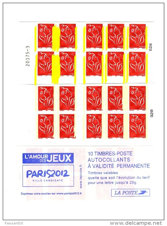 Lot Des 2 Carnets Lamouche YT 3744-C1 Avec Bandes De Phosphore Jaunes Et Blanches Soudées . Superbe , Voir Scans - Other & Unclassified