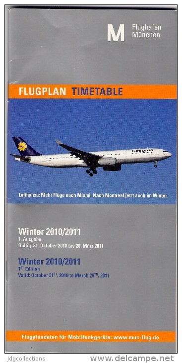 # MUNCHEN AIRPORT TIMETABLE WINTER 2010 Leaflet Aviation Flight Air  Horaire Flugplan Orario Indicateur Calendario - Orari