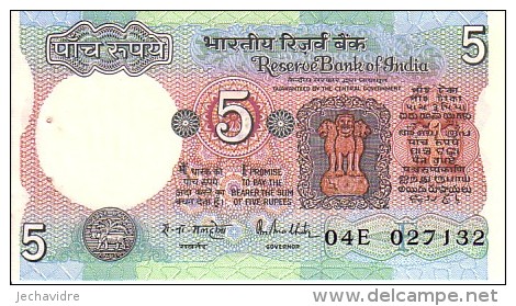 INDE  5 Rupees  No,n Daté  Pick 80o   ***** QUALITE  XF ***** - India