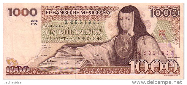 MEXIQUE  1 000 Pesos Emission De 1981   Pick 76a   ***** QUALITE  XF- ***** - Mexique