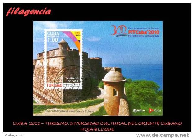 USADOS. CUBA. 2010-22 TURISMO. DIVERSIDAD CULTURAL DEL ORIENTE CUBANO. HOJA BLOQUE - Used Stamps