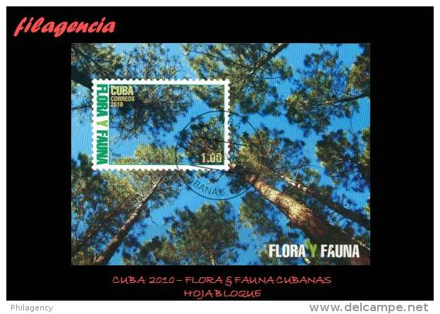 USADOS. CUBA. 2010-29 FLORA & FAUNA CUBANAS. HOJA BLOQUE - Oblitérés
