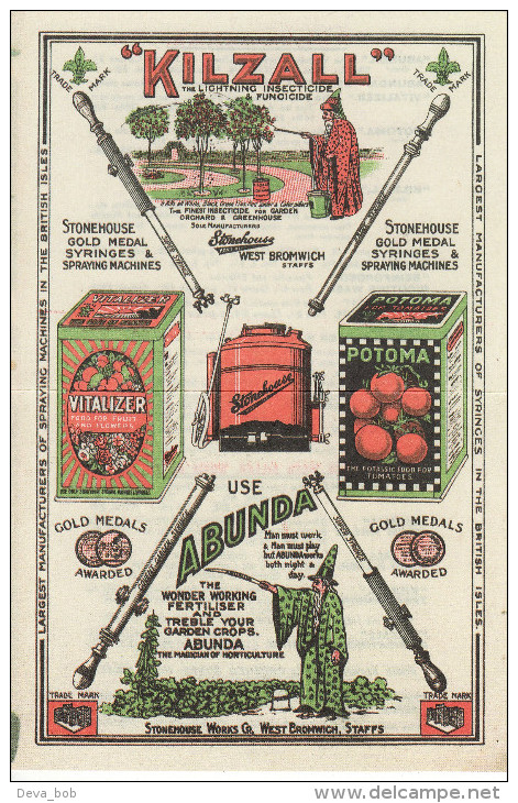 Advertising Leaflet Kilzall Garden Insecticide C1920 Stonehouse West Bromwich Replica - Werbung