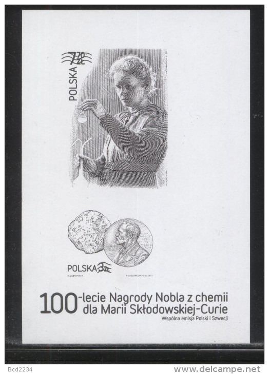 POLAND 2011 100 YEARS OF CHEMISTRY NOBEL PRIZE TO MARIA SKLODOWSKA CURIE BLACK PRINTMS NHM Scientist Famous Poles France - Ongebruikt