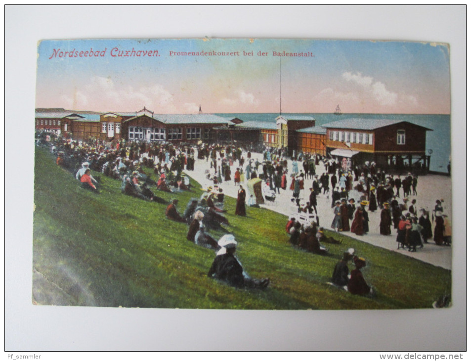 AK / Bildpostkarte 1915 Feldpost Nordseebad Cuxhaven Promenadenkonzert Bei Der Badeanstalt Verlag Albert Angelbeck - Cuxhaven