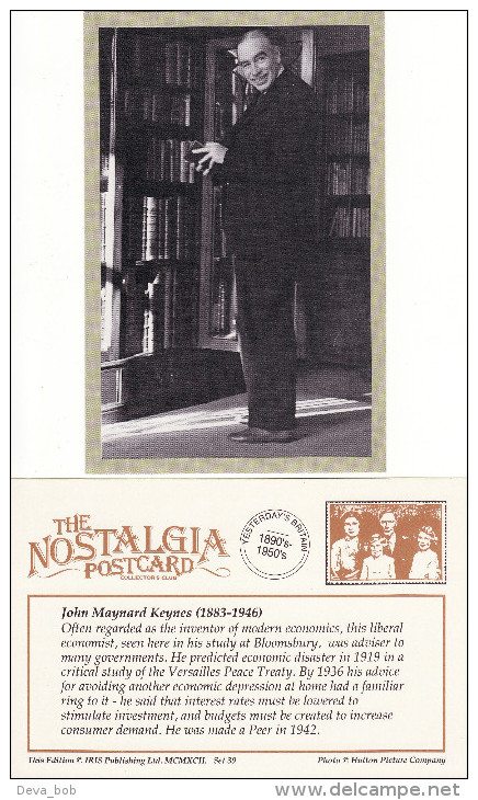 Postcard John Maynard Keynes 1883-1946 Modern Economics Nostalgia Economist Repro - Other & Unclassified