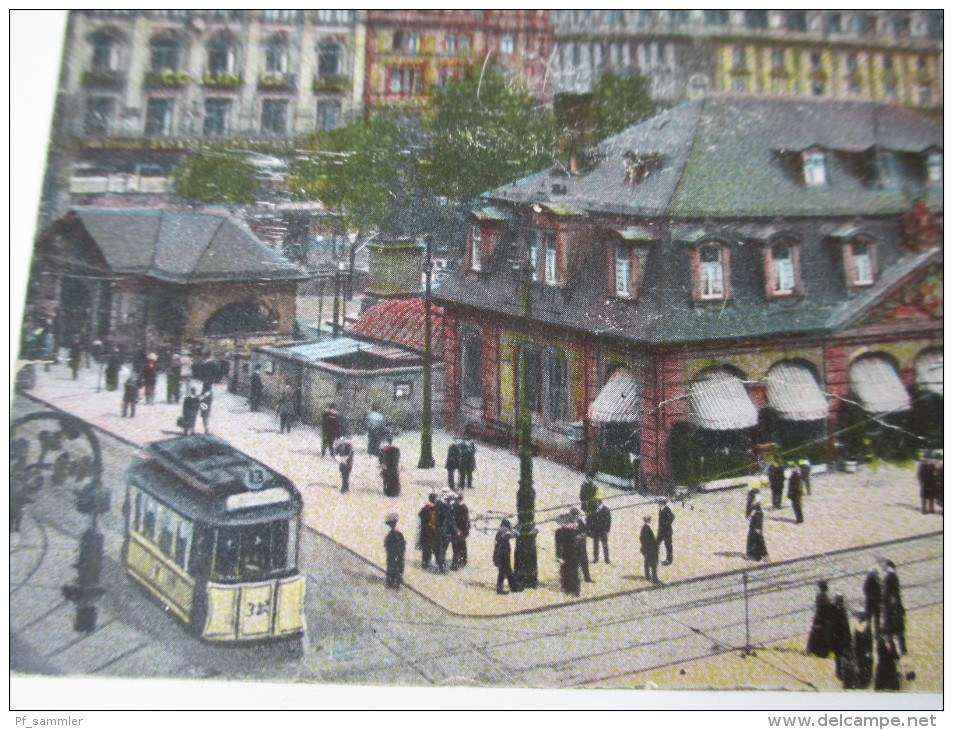 AK / Bildpostkarte 1915 Feldpost Frankfurt A.M.Cafe Hauptwache Mit Blick In Die Zeil Straßenbahn Verlag Gerhard Blümlein - Frankfurt A. Main