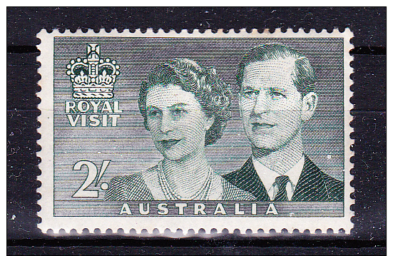 AUSTRALIA 1954,  Royal Visit  , Y&T  #  209   ,  2 Sh      Cv   4.00  E ,   * MLH , V V F - Nuovi