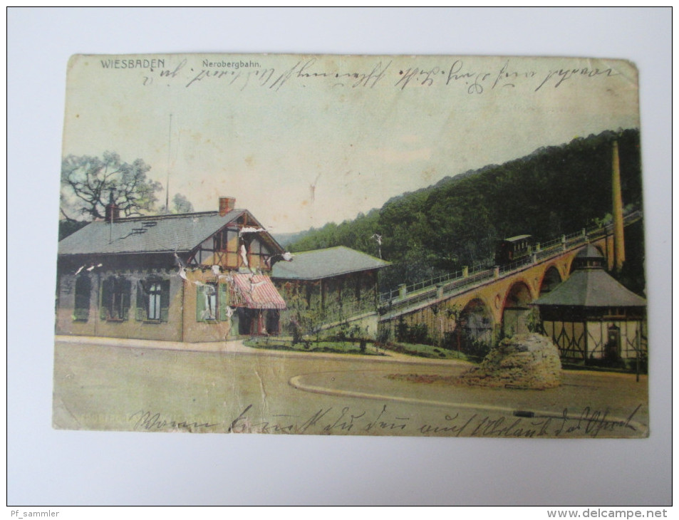 AK / Bildpostkarte 1915 Feldpost Wiesbaden Nerobergbahn Verlag Carl V.d. Boogart 1906 No 8113 - Wiesbaden