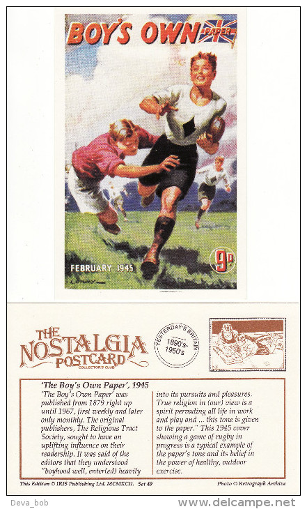 Postcard The Boy's Own Paper 1945 Children Magazine Rugby Football Nostalgia Repro - Rugby