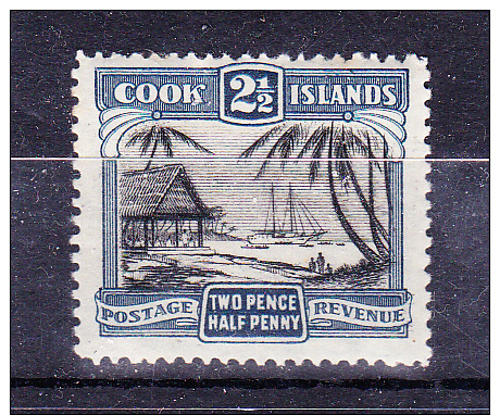 COOK ISLANDS 1932 , Landscape  , Y&T  #  34  ,  2 1/2  D     Cv   13.00  E ,   * MLH , V V F - Cook