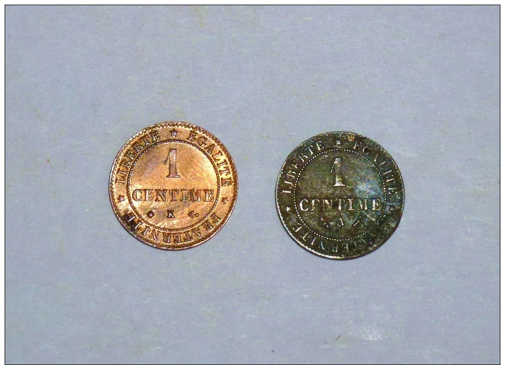 2 Anciennes Monnaies De 1 Centime  CERES, Bronze, 1  De 1875 K Superbe Et Trés RARE Et Une De 1889 A En Bon état TTB - Autres & Non Classés