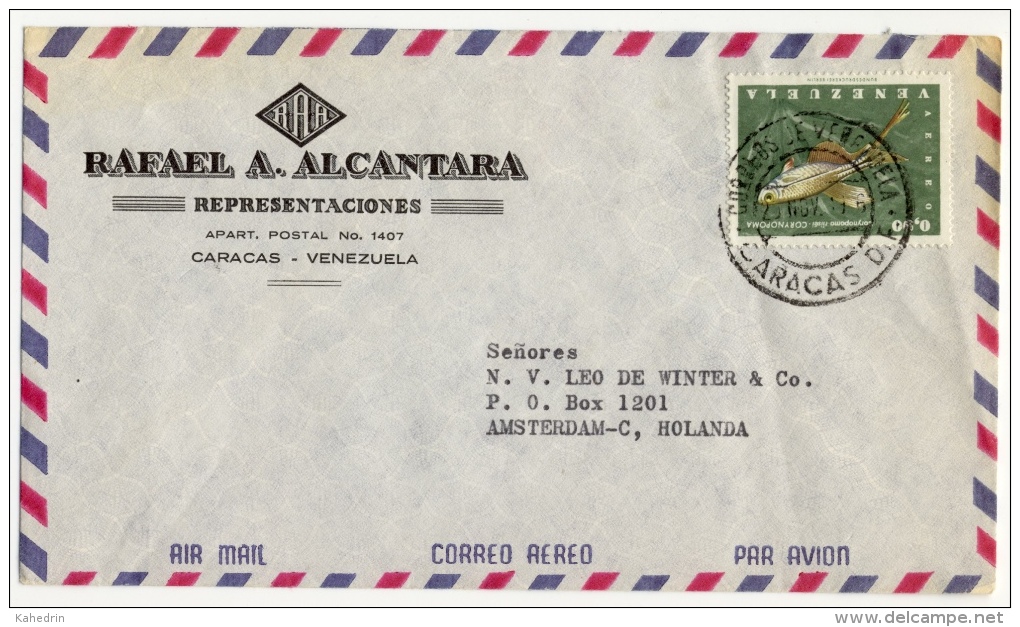 Venezuela 1966, Cover To Holland, Rafael A. Alcantara Representaciones - Fish - Venezuela