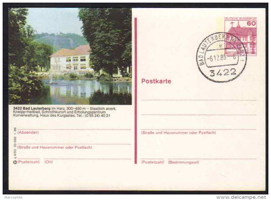 3422 - BAD LAUTERBERG - HARZ / 1985  GANZSACHE - BILDPOSTKARTE MIT GLEICHEM STEMPEL  (ref E354) - Cartes Postales Illustrées - Oblitérées