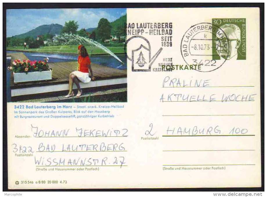 3422 - BAD LAUTERBERG - HARZ / 1973  GANZSACHE - BILDPOSTKARTE MIT GLEICHEM STEMPEL  (ref E356) - Cartes Postales Illustrées - Oblitérées