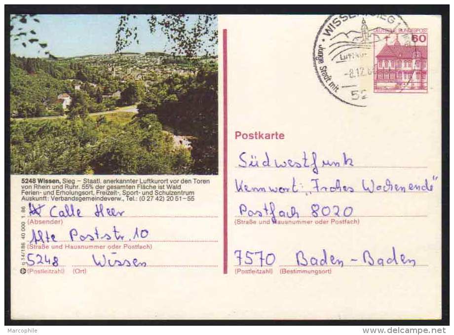 5248 - WISSEN - SIEG / 1980  GANZSACHE - BILDPOSTKARTE MIT GLEICHEM STEMPEL  (ref E358) - Illustrated Postcards - Used