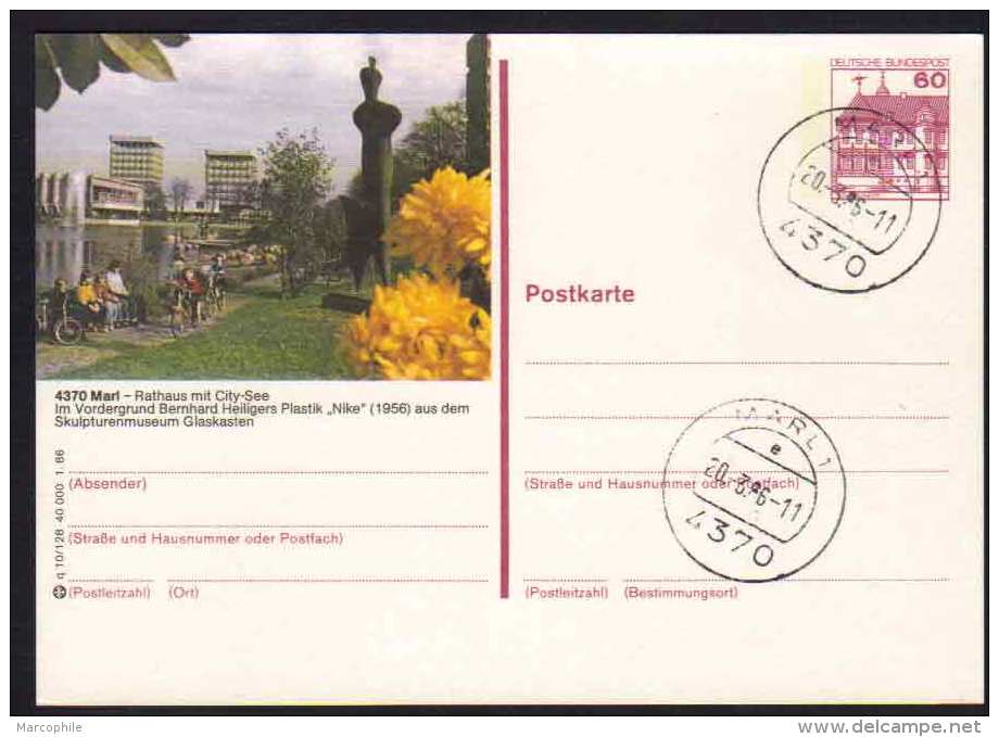 4370 - MARL / 1986  GANZSACHE - BILDPOSTKARTE MIT GLEICHEM STEMPEL  (ref E368) - Cartes Postales Illustrées - Oblitérées