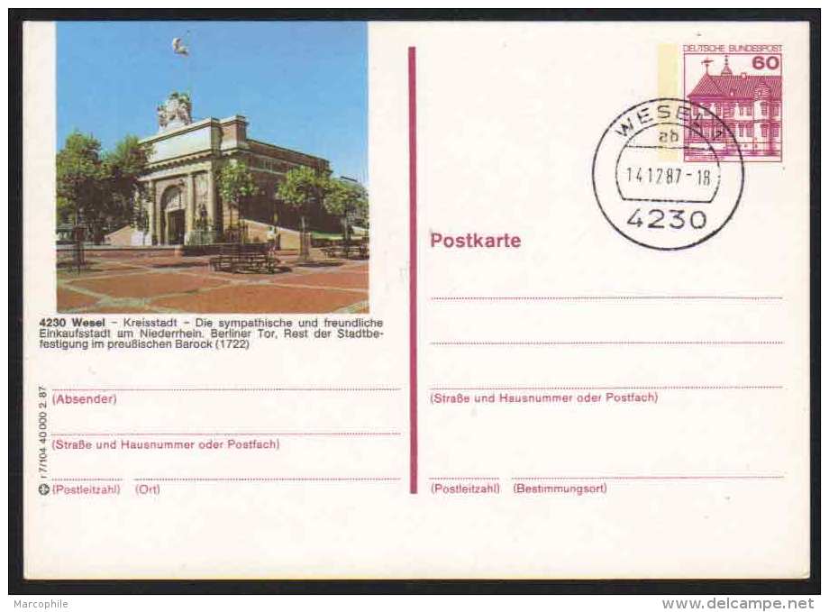 4230 - WESEL / 1987  GANZSACHE - BILDPOSTKARTE MIT GLEICHEM STEMPEL  (ref E373) - Cartoline Illustrate - Usati