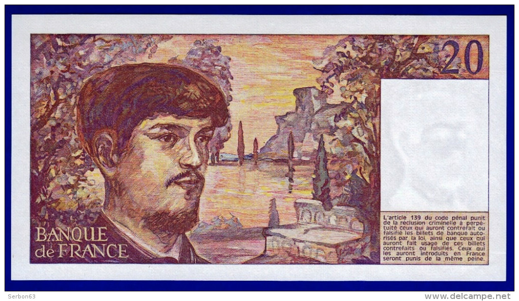 UN BILLET 20 FRANCS DEBUSSY NEUF TYPE 1980 ALPHABET Y.020 N° 634542 DE 1987 POUR LES SPECIALISTE DE L'OEIL VAIRON - 20 F 1980-1997 ''Debussy''