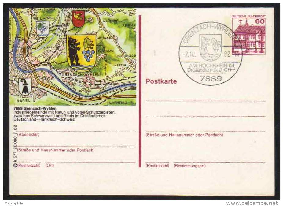 7889 - GRENZACH WYHLEN - SCHWARZWALD / 1982  GANZSACHE - BILDPOSTKARTE MIT GLEICHEM STEMPEL  (ref E394) - Illustrated Postcards - Used
