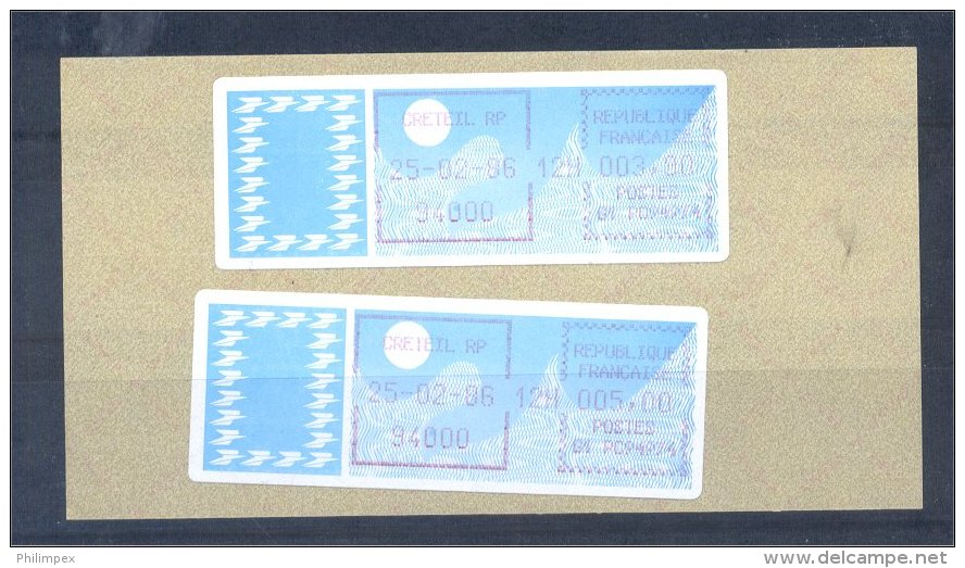 FRANCE 2 DISTRIBUTOR STAMPS FROM 1986 ON SAME PAPER - 1985 « Carrier » Paper