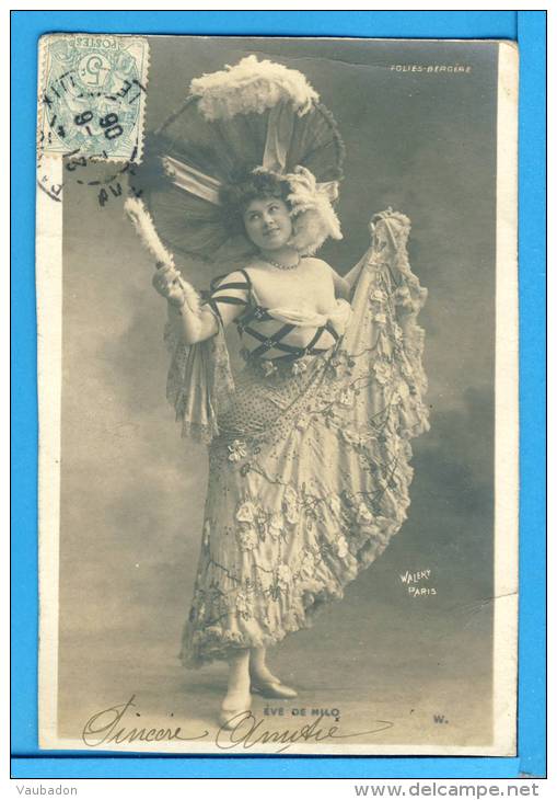 CP, Folies Bergères - Eve De Milo, Dos Simple, Voyagé En 1906 - Donne