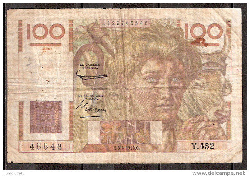 Billet De 100 Francs De 1952 Jeune Paysan (1) - 100 F 1945-1954 ''Jeune Paysan''