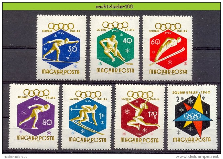 Mtz036 SPORT OLYMPISCHE SPELEN SCHAATSEN SKIËN OLYMPIC GAMES SKATING SKIING ICEHOCKEY HUNGARY 1960 PF/MNH # - Hiver 1960: Squaw Valley