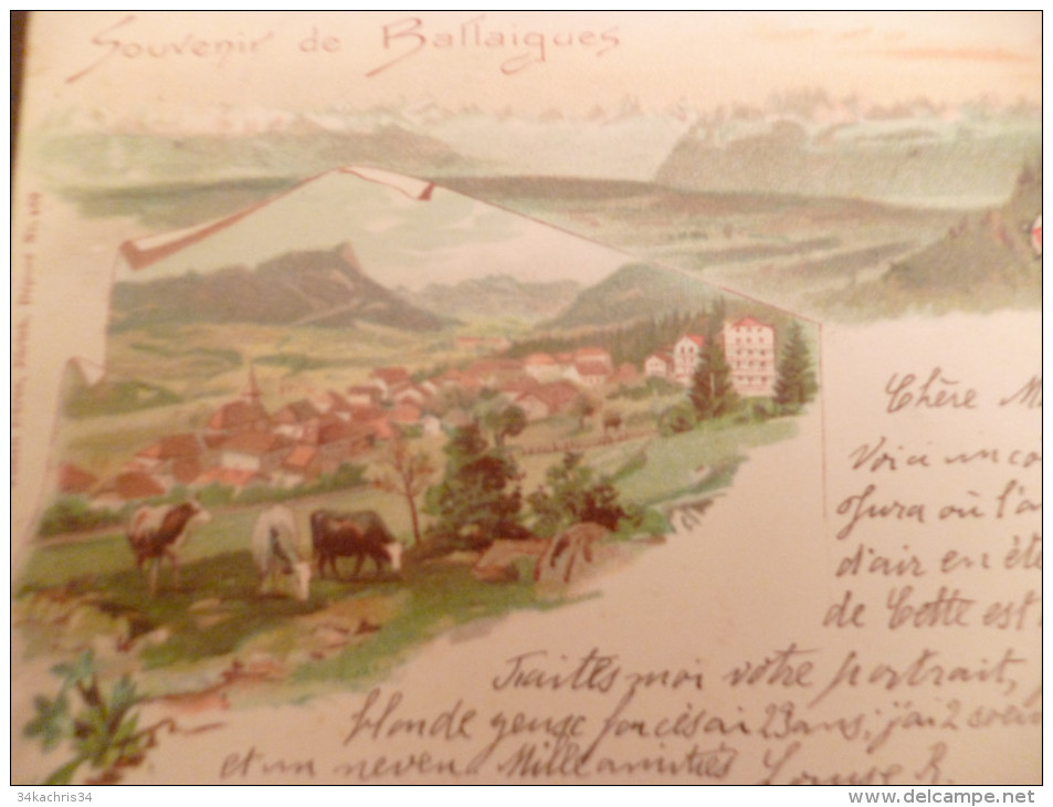 CPA Suisse Précurseur Litho Souvenir De Ballaigues .1900. 1 TP Décollé Au Dos - Ballaigues