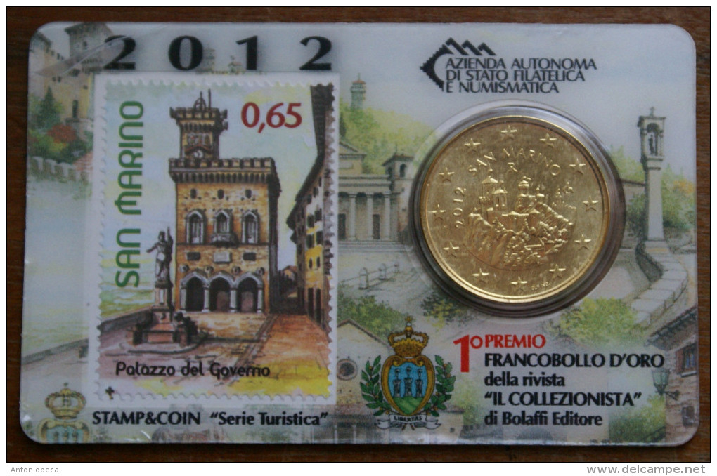 SAN MARINO 2012 - THE INTERE COLLECTION OF 6 STAMP AND COIN CARDS