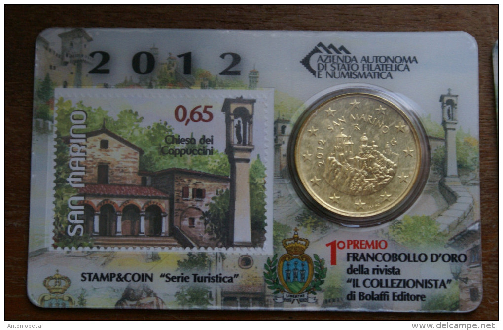 SAN MARINO 2012 - THE INTERE COLLECTION OF 6 STAMP AND COIN CARDS