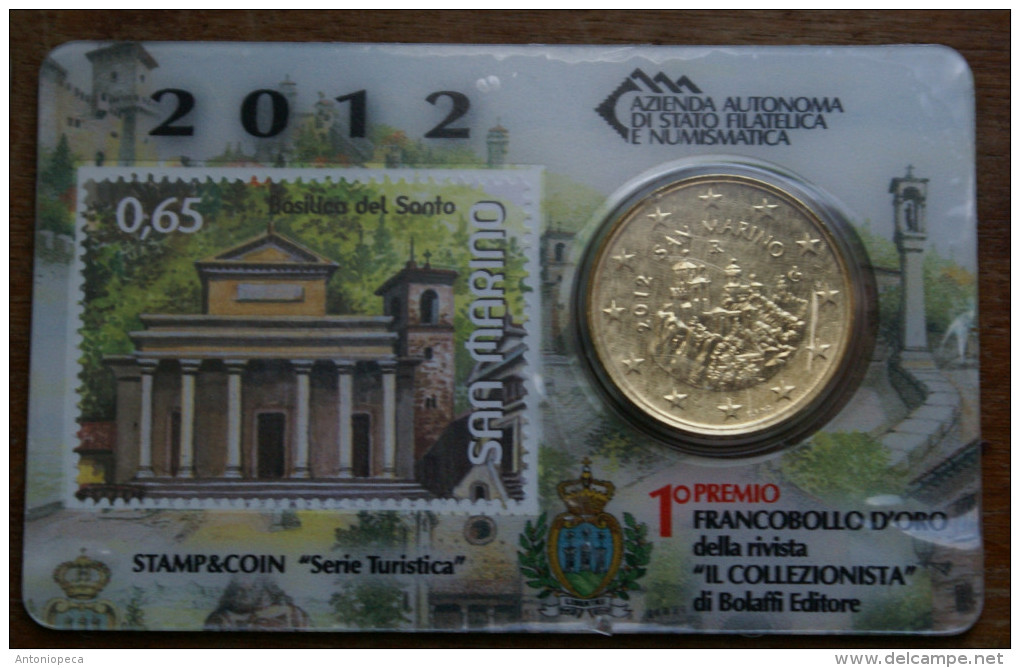 SAN MARINO 2012 - THE INTERE COLLECTION OF 6 STAMP AND COIN CARDS