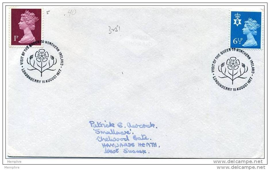 1977  Special Cancel  Quenn's Visit To Northern Ireland Londonderry Aug. 14 - Irlanda Del Norte